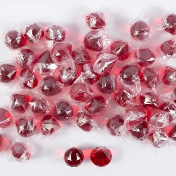 Pietre decorative acriliche ciondolo LUVANA, palla di diamanti, 48 pezzi, rosso, 4cm