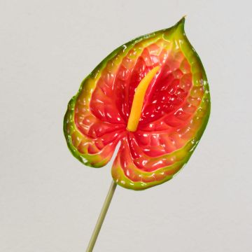 Anthurium artificiale JASMINA, verde-rosso, 75cm, 14x18cm