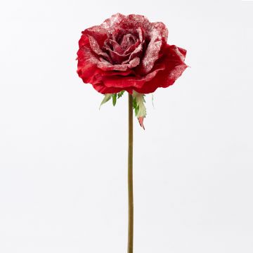 Rosa artificiale RONJA, neve, rossa, 50cm, Ø25cm