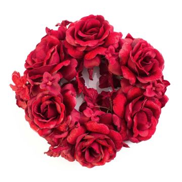 Corona finta di candele INGA, rosa, ortensia, rosso, Ø15cm