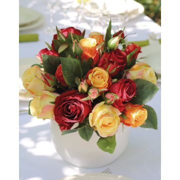 Bouquet di rose artificiali MOLLY, rosso-arancione, 30cm, Ø25cm