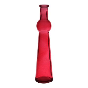 Vaso a bottiglia REYNALDO di vetro, rosso-trasparente, 23cm, Ø5,5cm