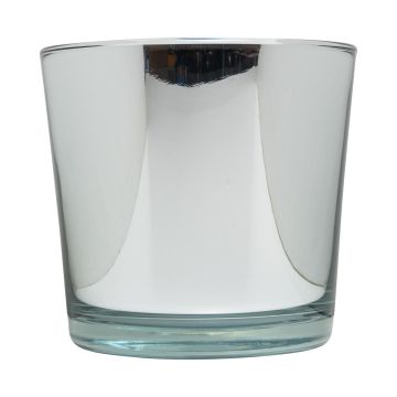 Fioriera in vetro ALENA SHINY, argento lucido, 16cm, Ø17cm
