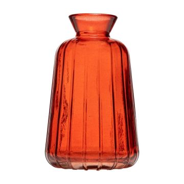 Bottiglia decorativa in vetro EMILIANO con scanalature, arancione-trasparente, 10,7cm, Ø6,5cm