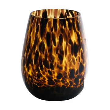 Portalumino tondeggiante RUSSELL, motivo leopardato, marrone-trasparente, 12 cm, Ø9 cm