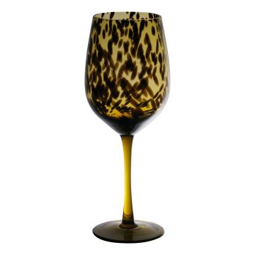 Bicchiere da vino bianco RUSSELL, motivo leopardato, marrone-trasparente, 22,5 cm, Ø8 cm