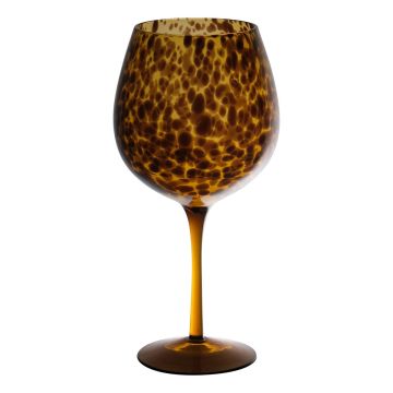 Bicchiere da vino rosso RUSSELL, motivo leopardato, marrone-trasparente, 23,5 cm, Ø 9,5 cm