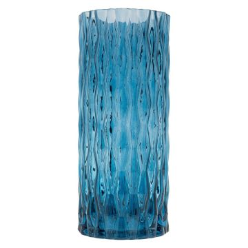 Vaso da fiori in vetro MIRIAN con struttura, azzurro-trasparente, 30cm, Ø12,8cm