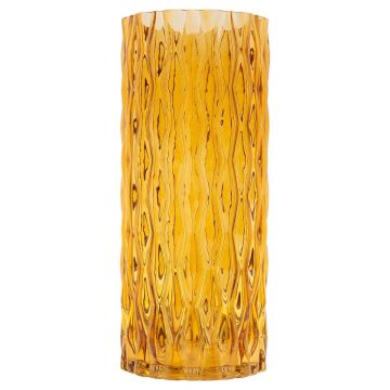 Vaso da fiori in vetro MIRIAN con struttura, giallo-trasparente, 30cm, Ø12,8cm