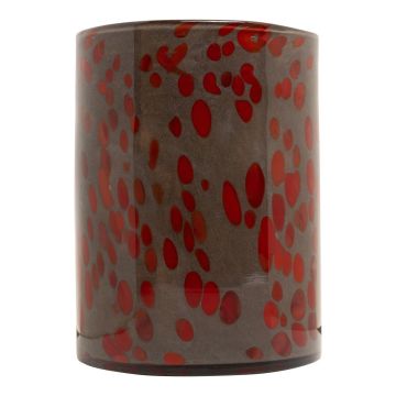 Vaso cilindrico in vetro RUSSELL, motivo leopardato, marrone-arancione-trasparente, 25 cm, Ø19 cm