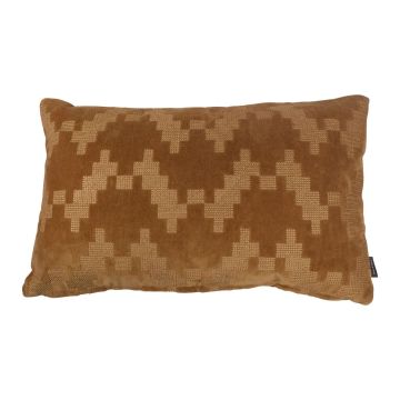 Cuscino in velluto ANJALI, cappuccino, motivo a zig zag, 50x30cm