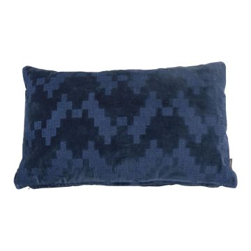 Cuscino in morbido velluto ANJALI, blu navy, motivo a zig zag, 50x30cm