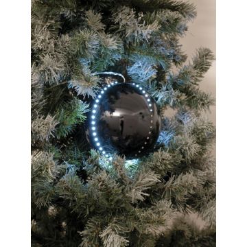 Pallina di Natale LED LUVELIA, 5 pezzi, nero brillante, Ø8cm