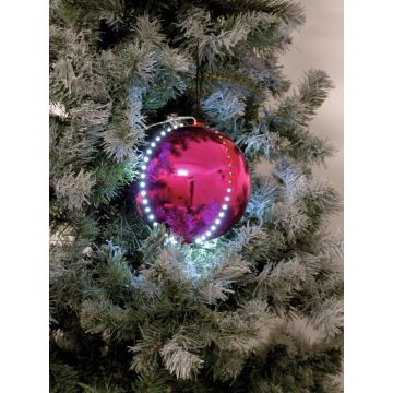 Pallina di Natale LED LUVELIA, 5 pezzi, rosa brillante, Ø8cm