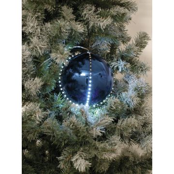 Pallina di Natale LED LUVELIA, 5 pezzi, blu scuro brillante, Ø8cm