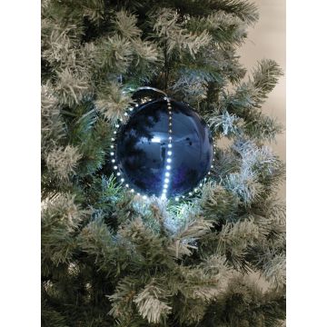 Pallina di Natale LED LUVELIA, 5 pezzi, blu scuro brillante, Ø8cm