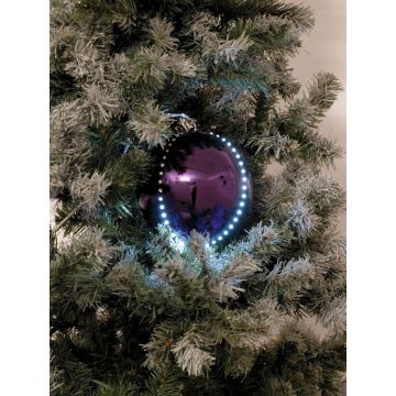 Pallina di Natale LED LUVELIA, 5 pezzi, viola brillante, Ø8cm