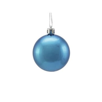 Pallina di Natale MELANIA, 6 pezzi, blu metallizzato, Ø6cm