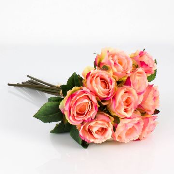 Bouquet di rose artificiali MOLLY, rosa-giallo, 35cm, Ø20cm
