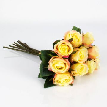 Bouquet di rose artificiali MOLLY, giallo-rosa, 35cm, Ø20cm