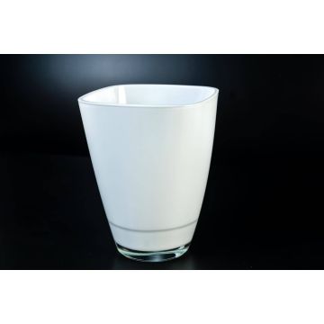Vaso conico in vetro YULE, bianco, 17x13x13 cm