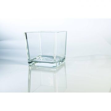 Bicchiere decorativo / Portacandela cubico in vetro KIM AIR, trasparente, 13x13x12,5 cm