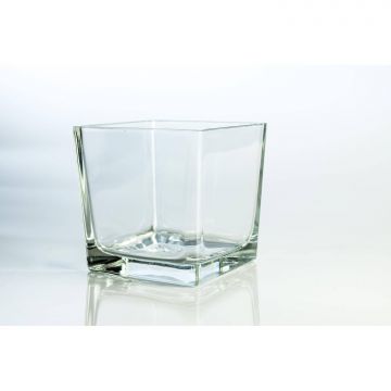 Portacandela / bicchiere cubico in vetro KIM AIR, trasparente, 12x12x12 cm