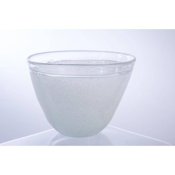 Ciotola rotonda di vetro GLORIA, bianco, fatta a mano, 14,5cm, Ø 22cm