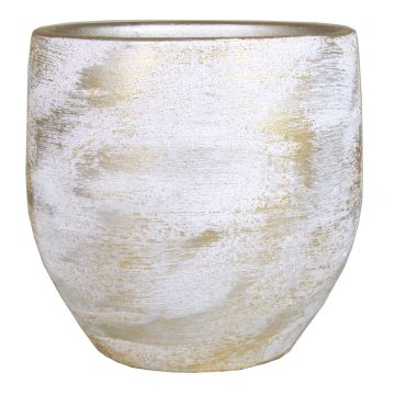 Vaso da piante in ceramica AETIOS, colore sfumato, bianco-oro, 24cm, Ø24cm