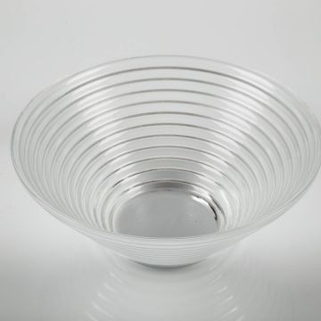 Ciotola in vetro con design a righe SELMA deluxe, trasparente, 8 cm, Ø 19 cm