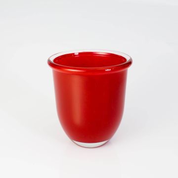 Vaso rotondo in vetro / Vaso per orchidee FYNN, rosso, 15cm, Ø13,5cm