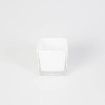 Piccolo portacandela in vetro KIM EARTH, bianco, 6x6x6cm