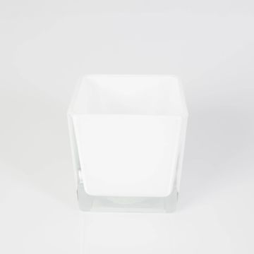 Portacandela cubico in vetro KIM EARTH, bianco, 10x10x10cm
