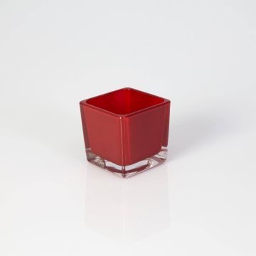 Piccolo portacandela in vetro KIM EARTH, rosso, 6x6x6cm