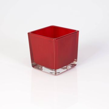 Piccolo portacandela in vetro KIM EARTH, rosso, 8x8x8cm