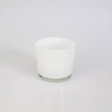 Piccolo portacandele / Vasetto in vetro ALENA, bianco, 8,5cm, Ø10cm