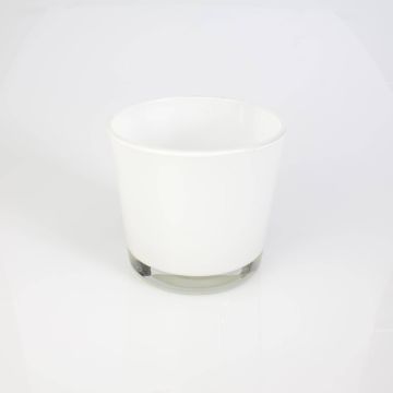 Vasetto in vetro / Portacendele ALENA, bianco, 10,5cm, Ø11,5cm