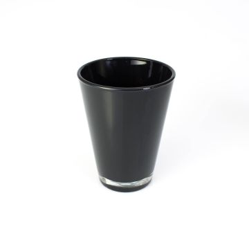 Vaso conico in vetro ANNA EARTH, nero, 15cm, Ø 11cm