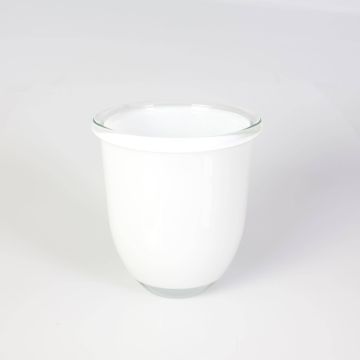 Vaso rotondo in vetro / Vaso per orchidee FYNN, bianco, 15cm, Ø13,5cm