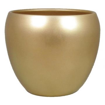 Vaso per piante in ceramica URMIA BASAR, oro perlato, 24 cm, Ø27 cm
