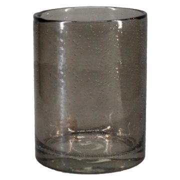 Portafiori cilindrico in vetro SANUA con bolle, nero-trasparente, 27 cm, Ø 18 cm