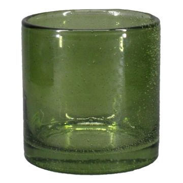 Vaso cilindrico per candele SANUA con bolle, verde-trasparente, 20cm, Ø19cm