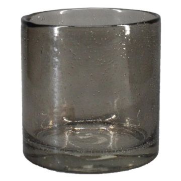 Vaso cilindrico per candele SANUA con bolle, nero-trasparente, 20cm, Ø19cm