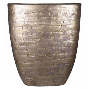 Vaso da piante ovale AGGELOS, ceramica, effetto muro, oro, 51x17x57cm