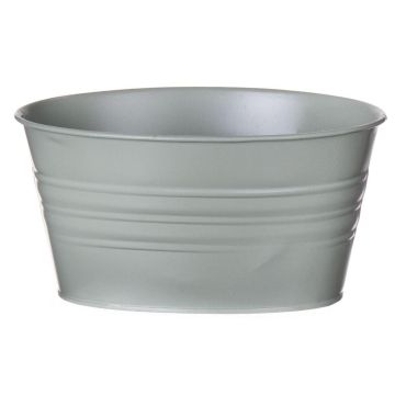 Vaso ovale di zinco MICOLATO con scanalature, verde giada, 19x13,5x10cm