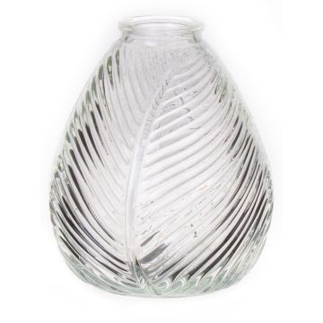 Vaso a bottiglia NELLOMIO con struttura a foglie, vetro, trasparente, 16cm, Ø14cm