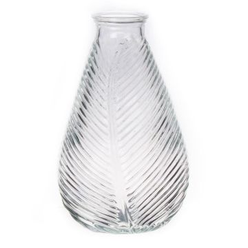 Vaso a bottiglia NELLOMIO con struttura a foglie, vetro, trasparente, 23cm, Ø14cm