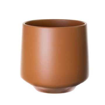 Cachepot ZIOKA in ceramica, caramello opaco, 20,8cm, Ø23,5cm