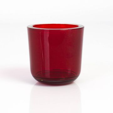 Piccolo portacandele / Bugia in vetro NICK, rosso-trasparente, 8cm, Ø8cm
