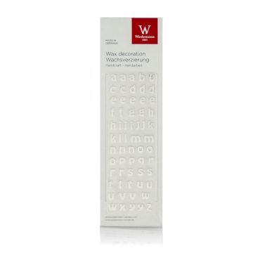Lettere per ornamenti DANILA per candele, lettere minuscole, fatto a mano, 61 pezzi, bianco, 9 mm